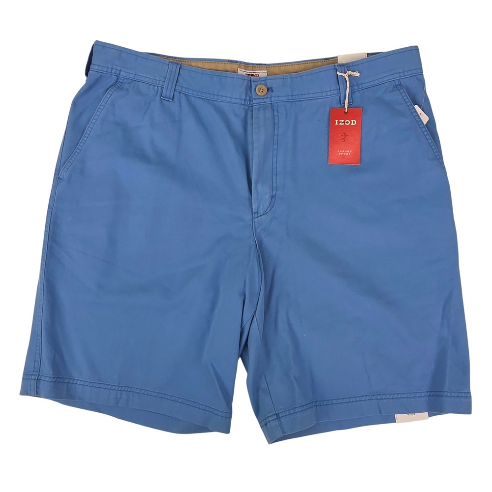 IZOD Saltwater Luxury‎ Sport Walk Shorts Mens 40 Blue 10.5 Chino Flat Front NWT